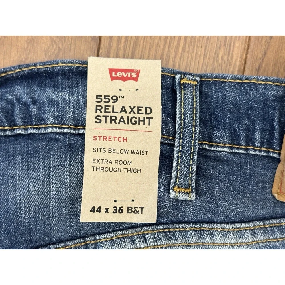Levi's 559 Men's Relaxed Straight Jeans 44x36 Dark Blue Denim NWT